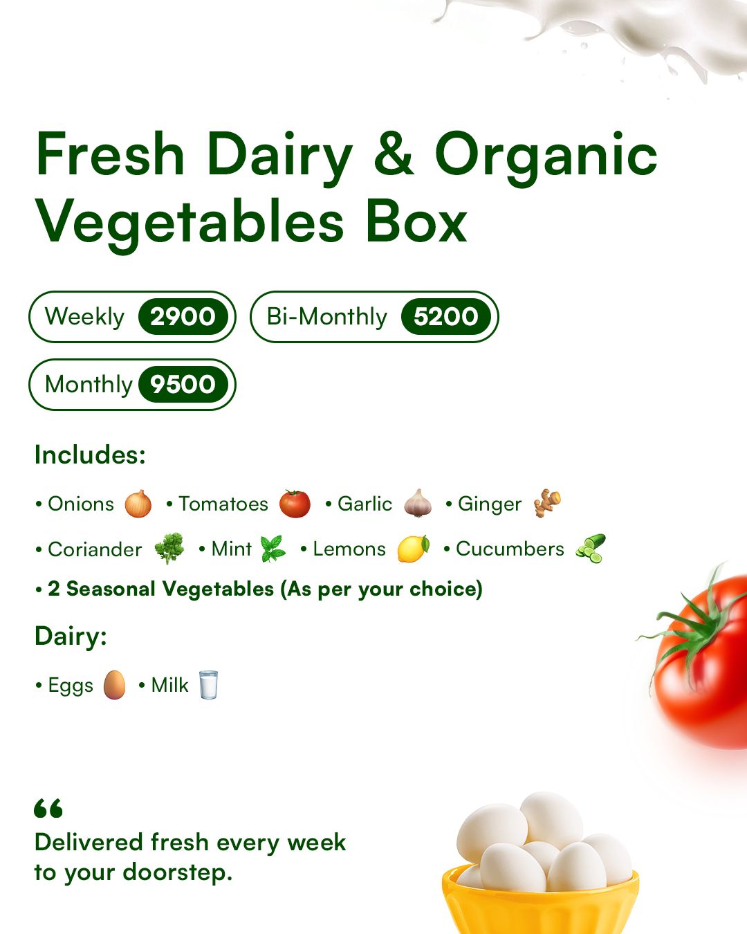Fresh Dairy & Organic Vegtables Box